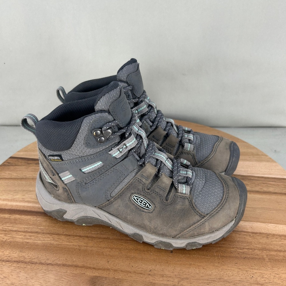 KEEN Targhee III Mid Waterproof Hiking Boots Womens 6 Grey Blue 1022332